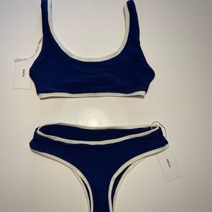 Mikoh NWT bikini set in navy/bone. Marseille top, Vienne bottom.